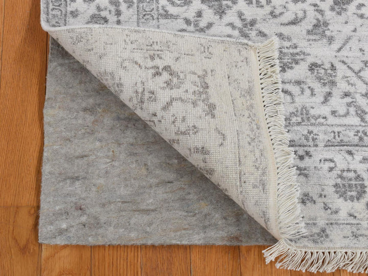 4'1" x 6'2" New Hand Knotted Ivory Wool & Silk Rectangle Oriental Rug - MOA10287223