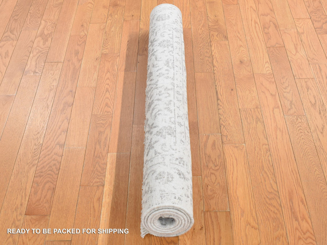 4'1" x 6'2" New Hand Knotted Ivory Wool & Silk Rectangle Oriental Rug - MOA10287223