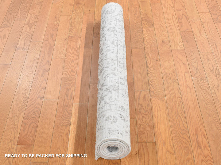 4'1" x 6'2" New Hand Knotted Ivory Wool & Silk Rectangle Oriental Rug - MOA10287223