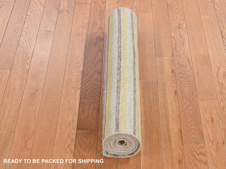 2'7" x 8'6" New Hand Knotted Beige Wool Runner Oriental Rug - MOA10287241