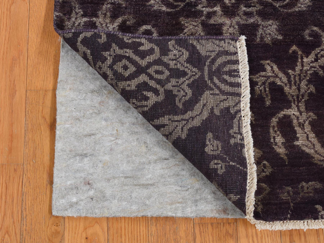 2'5" x 9'8" New Hand Knotted Brown Wool & Silk Runner Oriental Rug - MOA10287251