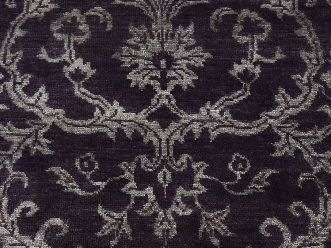 2'5" x 9'8" New Hand Knotted Brown Wool & Silk Runner Oriental Rug - MOA10287251