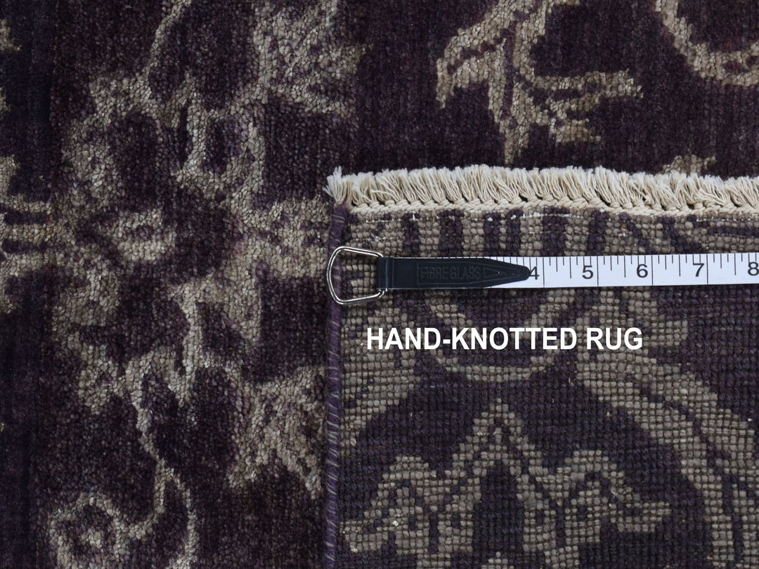 2'5" x 9'8" New Hand Knotted Brown Wool & Silk Runner Oriental Rug - MOA10287251