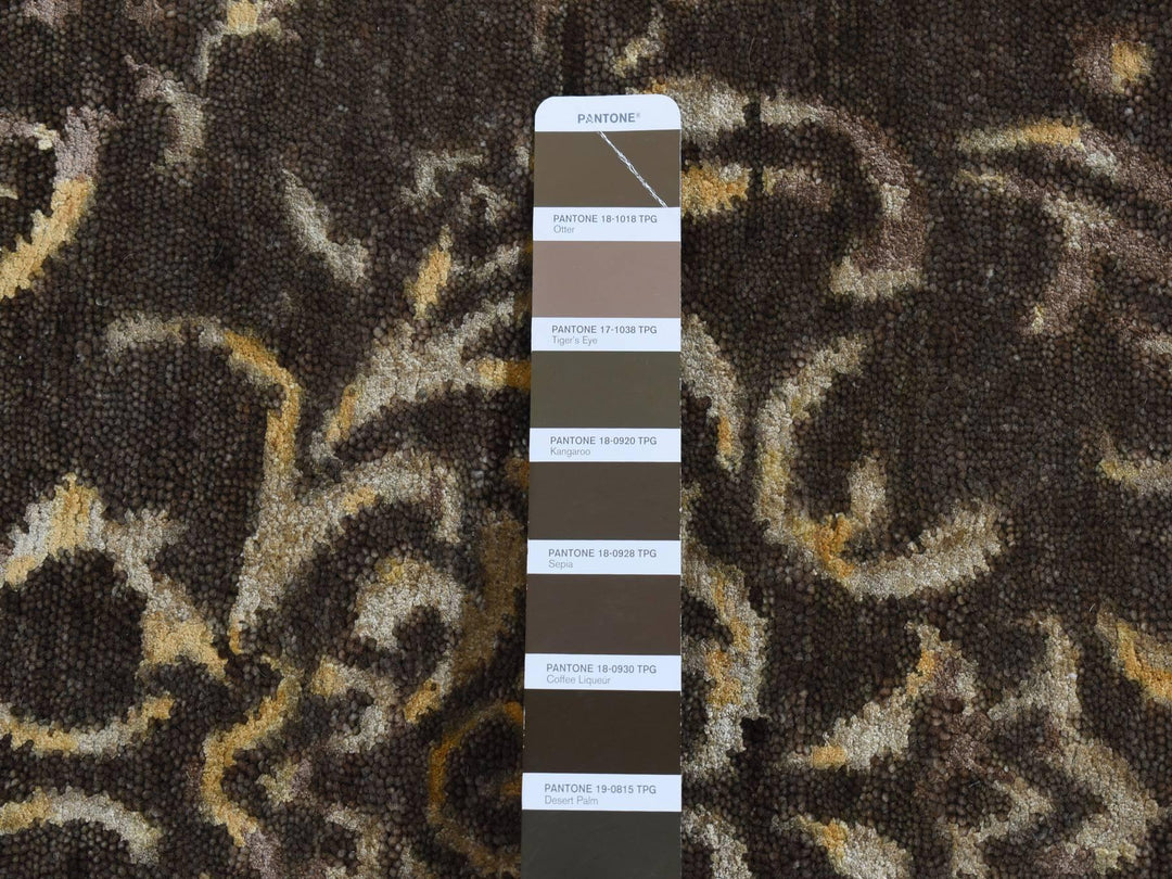 2'0" x 9'10" New Hand Knotted Brown Wool & Silk Runner Oriental Rug - MOA10287252