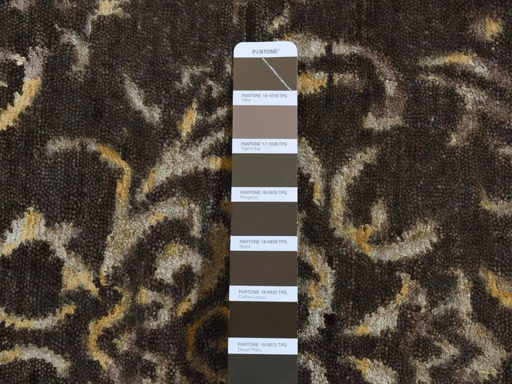 2'0" x 9'10" New Hand Knotted Brown Wool & Silk Runner Oriental Rug - MOA10287252