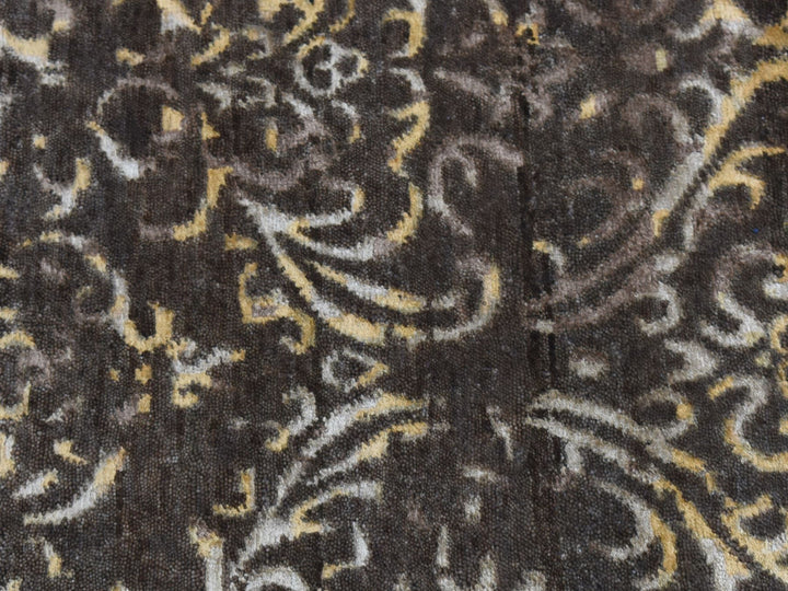 2'0" x 9'10" New Hand Knotted Brown Wool & Silk Runner Oriental Rug - MOA10287252
