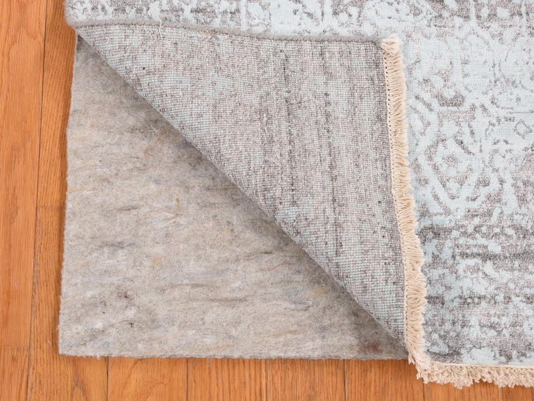 2'6" x 10'0" New Hand Knotted Green Wool & Silk Runner Oriental Rug - MOA10287253