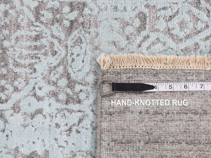2'6" x 10'0" New Hand Knotted Green Wool & Silk Runner Oriental Rug - MOA10287253