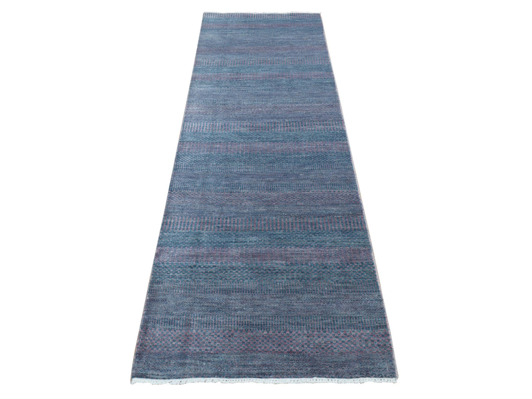 2'7" x 8'10" New Hand Knotted Green Wool & Silk Runner Oriental Rug - MOA10287257