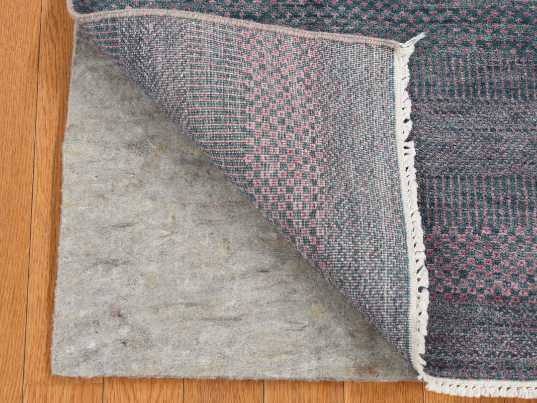 2'7" x 8'10" New Hand Knotted Green Wool & Silk Runner Oriental Rug - MOA10287257