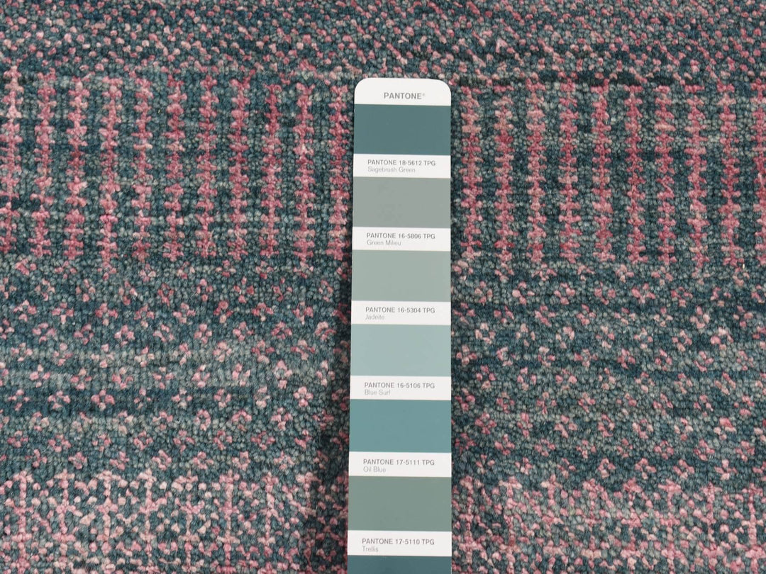 2'7" x 8'10" New Hand Knotted Green Wool & Silk Runner Oriental Rug - MOA10287257