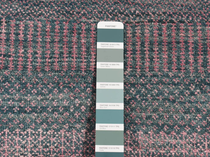 2'7" x 8'10" New Hand Knotted Green Wool & Silk Runner Oriental Rug - MOA10287257