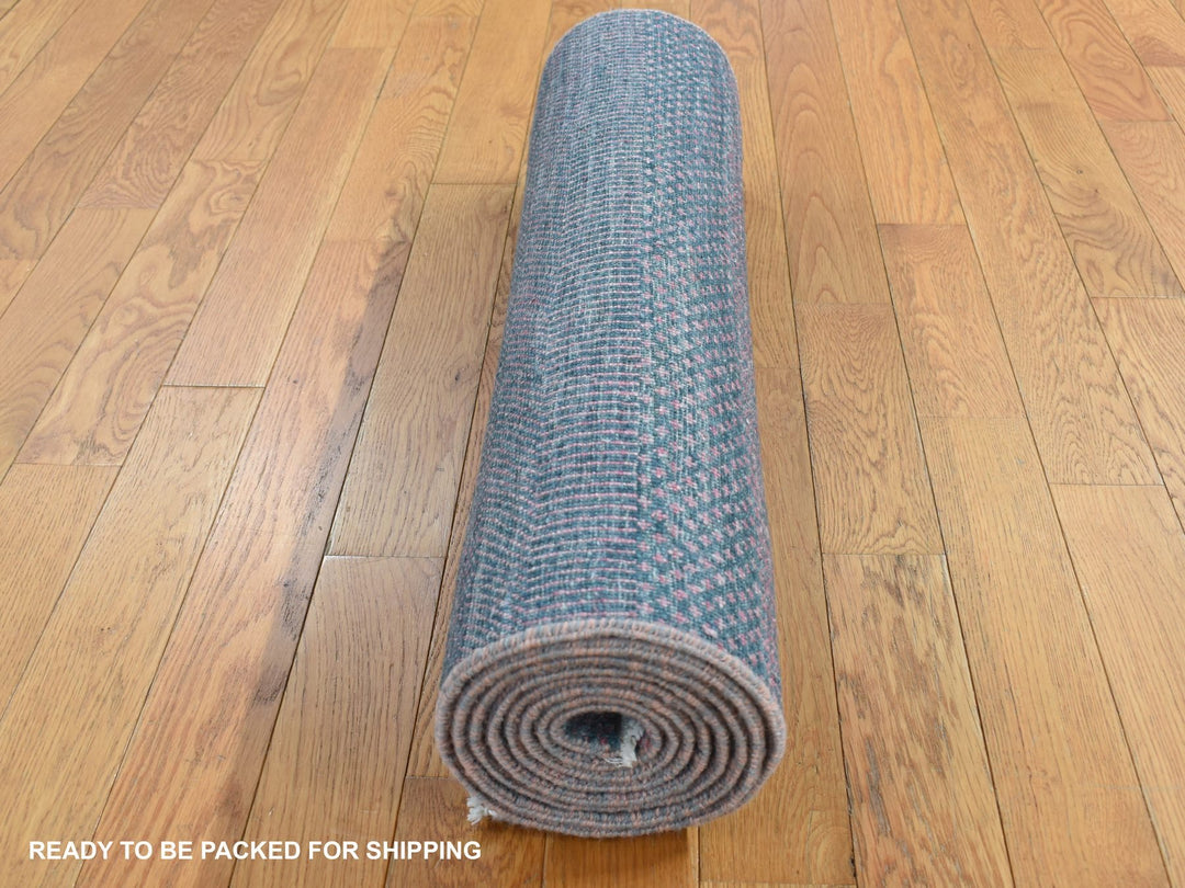2'7" x 8'10" New Hand Knotted Green Wool & Silk Runner Oriental Rug - MOA10287257