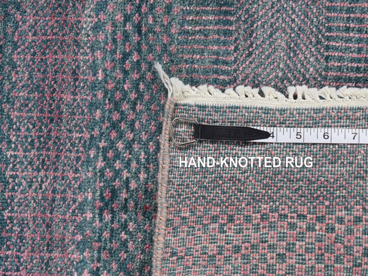 2'7" x 8'10" New Hand Knotted Green Wool & Silk Runner Oriental Rug - MOA10287257