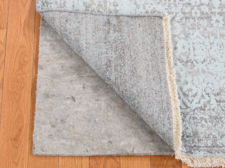 2'7" x 9'9" New Hand Knotted Green Wool & Silk Runner Oriental Rug - MOA10287258