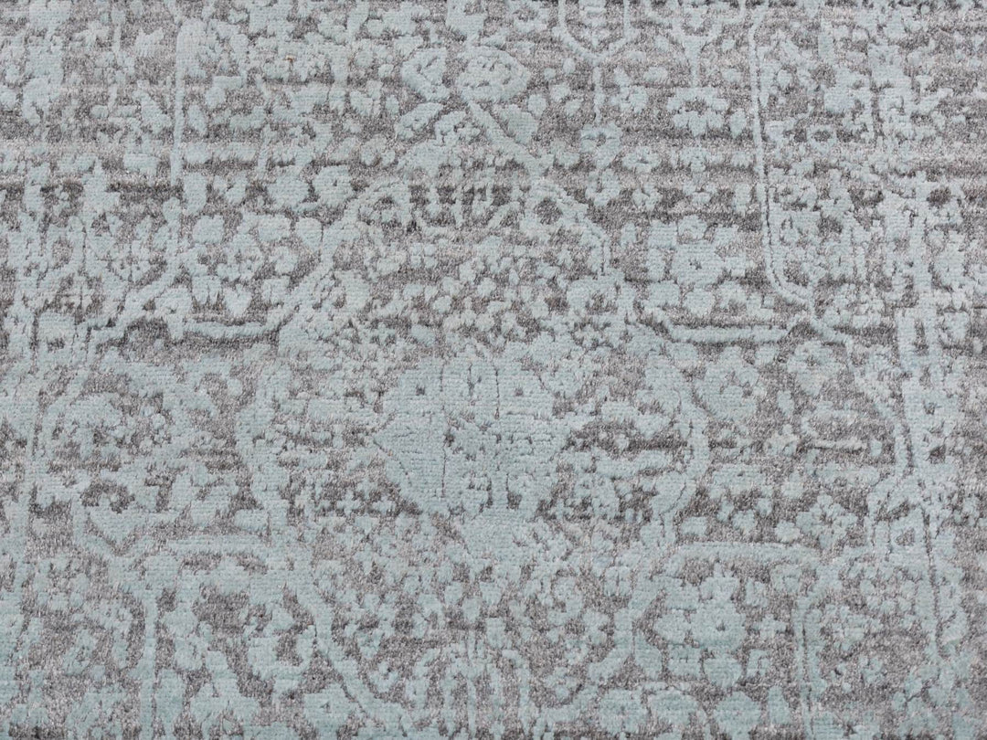 2'7" x 9'9" New Hand Knotted Green Wool & Silk Runner Oriental Rug - MOA10287258