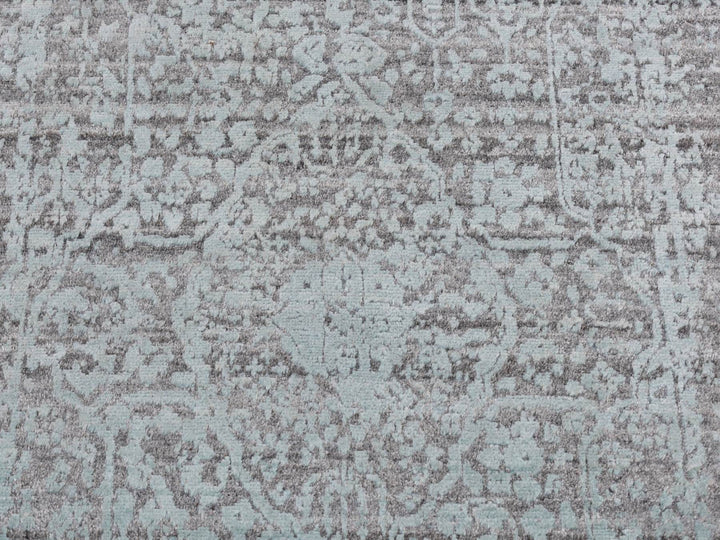 2'7" x 9'9" New Hand Knotted Green Wool & Silk Runner Oriental Rug - MOA10287258