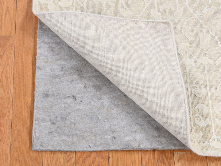 2'6" x 10'1" New Hand Knotted Ivory Wool & Silk Runner Oriental Rug - MOA10287262