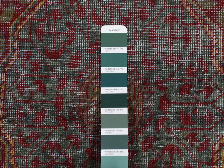 2'6" x 9'10" New Hand Knotted Green Worn Wool Runner Oriental Rug - MOA10287265