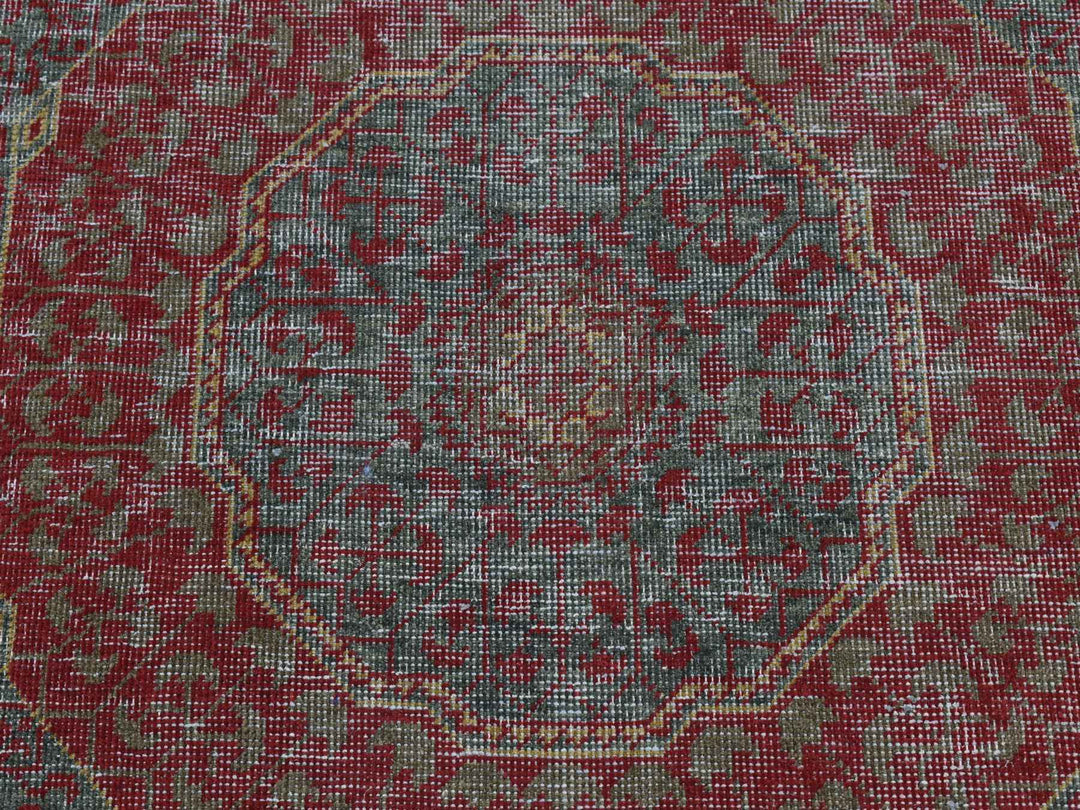 2'6" x 9'10" New Hand Knotted Green Worn Wool Runner Oriental Rug - MOA10287265