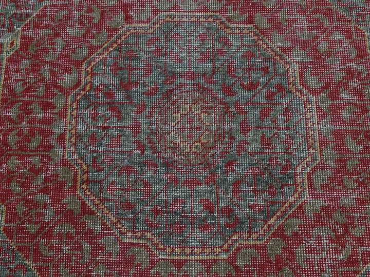 2'6" x 9'10" New Hand Knotted Green Worn Wool Runner Oriental Rug - MOA10287265