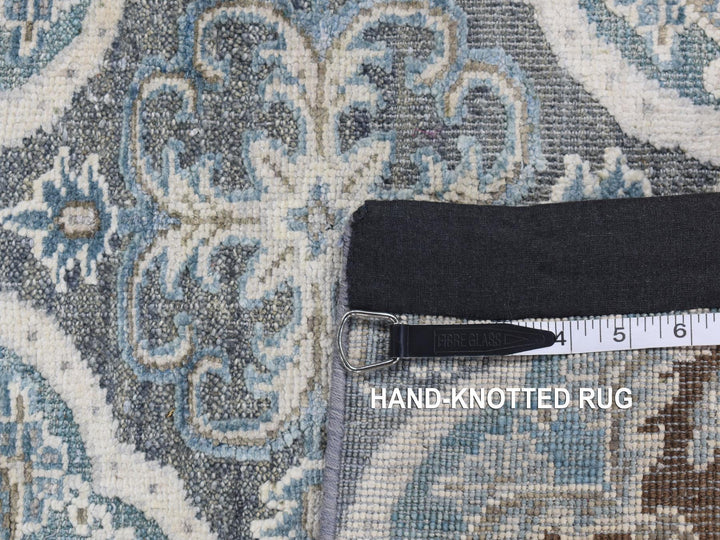 2'7" x 9'10" New Hand Knotted Grey Wool & Silk Runner Oriental Rug - MOA10287276