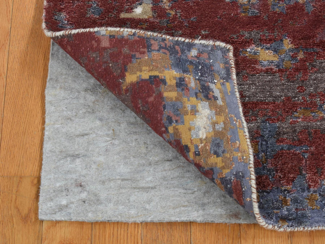 2'6" x 10'0" New Hand Knotted Grey Wool & Silk Runner Oriental Rug - MOA10287277