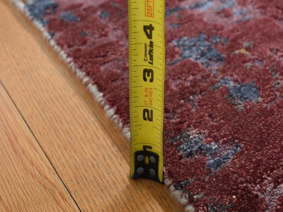 2'6" x 10'0" New Hand Knotted Grey Wool & Silk Runner Oriental Rug - MOA10287277