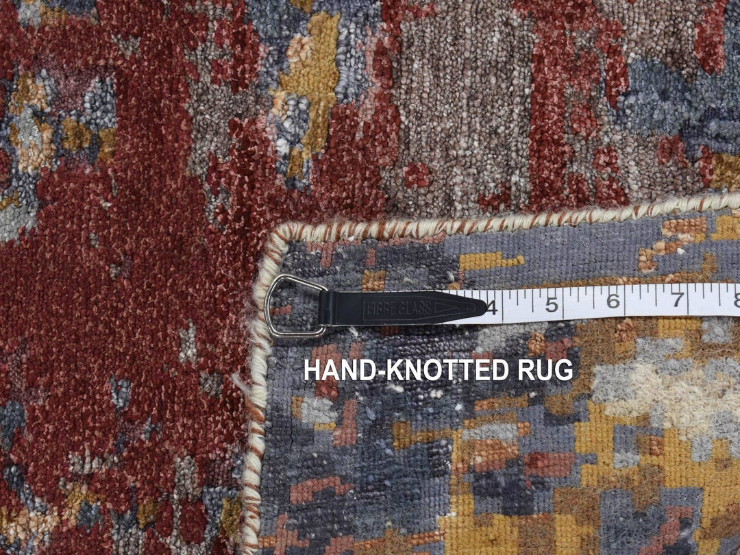 2'6" x 10'0" New Hand Knotted Grey Wool & Silk Runner Oriental Rug - MOA10287277