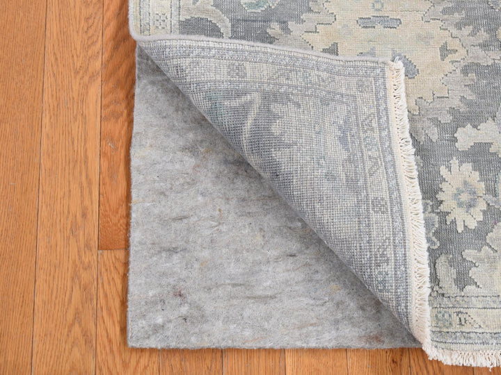 2'6" x 10'2" New Hand Knotted Grey Wool & Silk Runner Oriental Rug - MOA10287287
