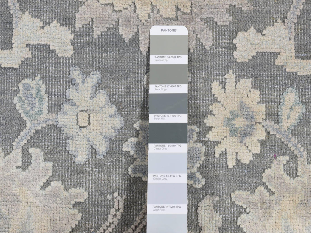 2'6" x 10'2" New Hand Knotted Grey Wool & Silk Runner Oriental Rug - MOA10287287
