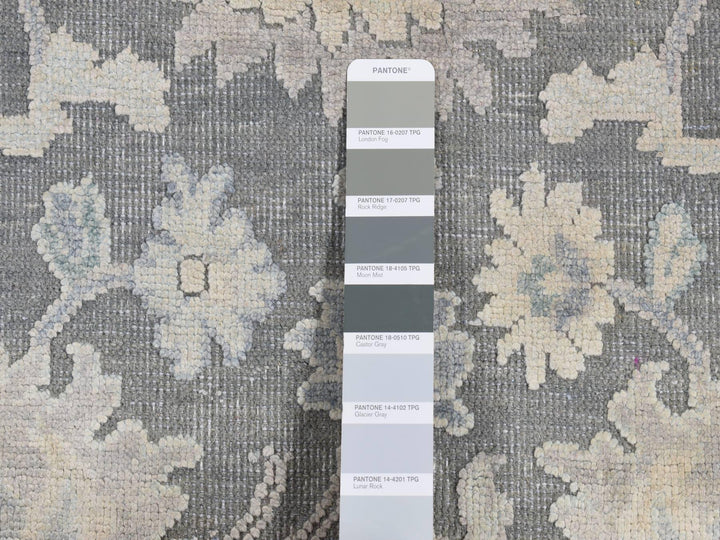 2'6" x 10'2" New Hand Knotted Grey Wool & Silk Runner Oriental Rug - MOA10287287