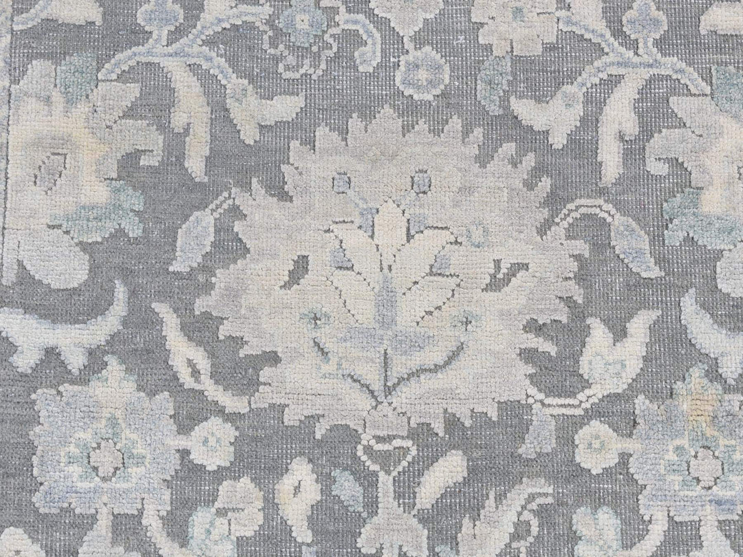 2'6" x 10'2" New Hand Knotted Grey Wool & Silk Runner Oriental Rug - MOA10287287
