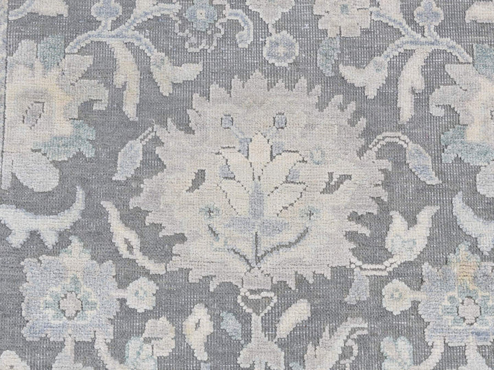 2'6" x 10'2" New Hand Knotted Grey Wool & Silk Runner Oriental Rug - MOA10287287