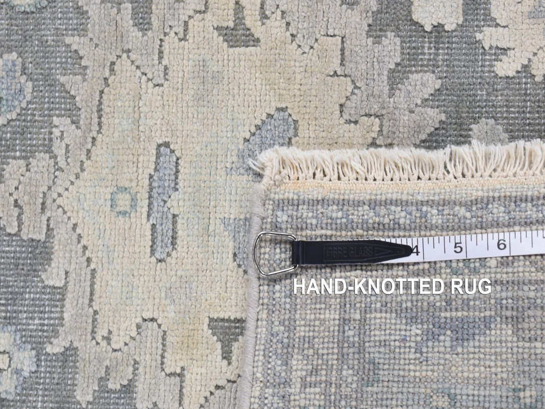 2'6" x 10'2" New Hand Knotted Grey Wool & Silk Runner Oriental Rug - MOA10287287