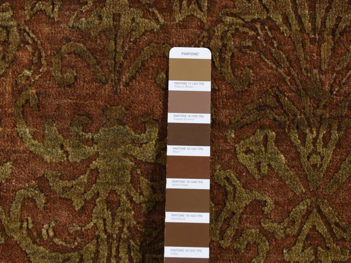 2'5" x 11'4" New Hand Knotted Brown Wool & Silk Runner Oriental Rug - MOA10287301
