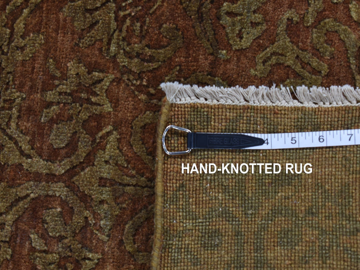 2'5" x 11'4" New Hand Knotted Brown Wool & Silk Runner Oriental Rug - MOA10287301