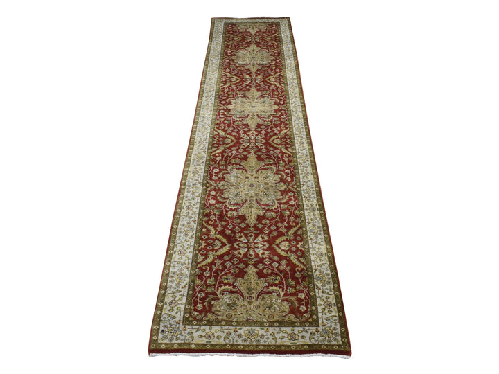 2'4" x 11'5" New Hand Knotted Red Wool Runner Oriental Rug - MOA10287305