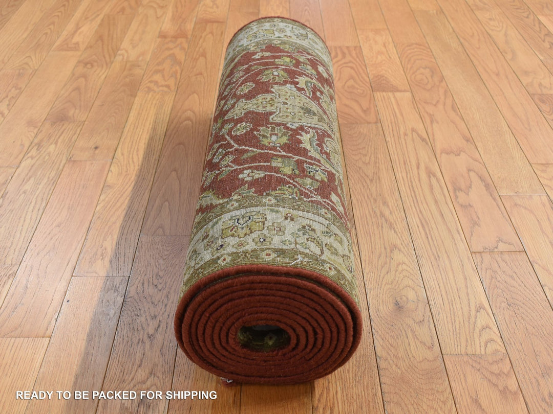2'4" x 11'5" New Hand Knotted Red Wool Runner Oriental Rug - MOA10287305