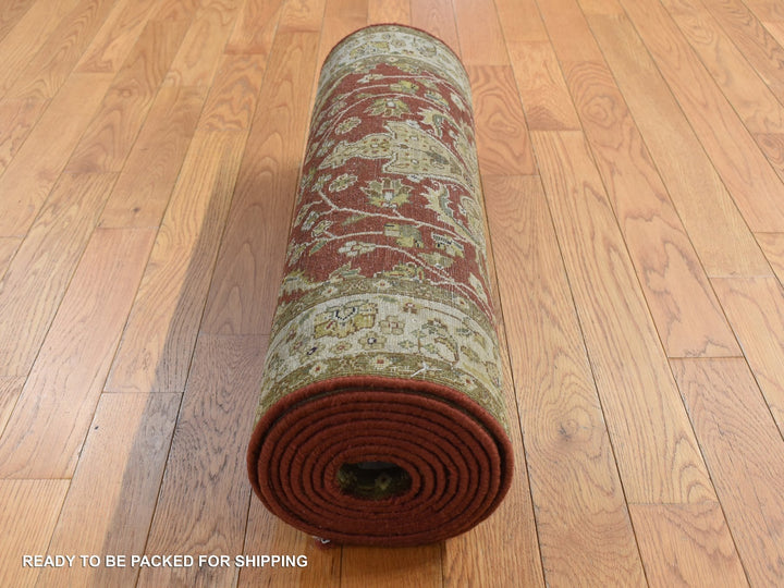 2'4" x 11'5" New Hand Knotted Red Wool Runner Oriental Rug - MOA10287305