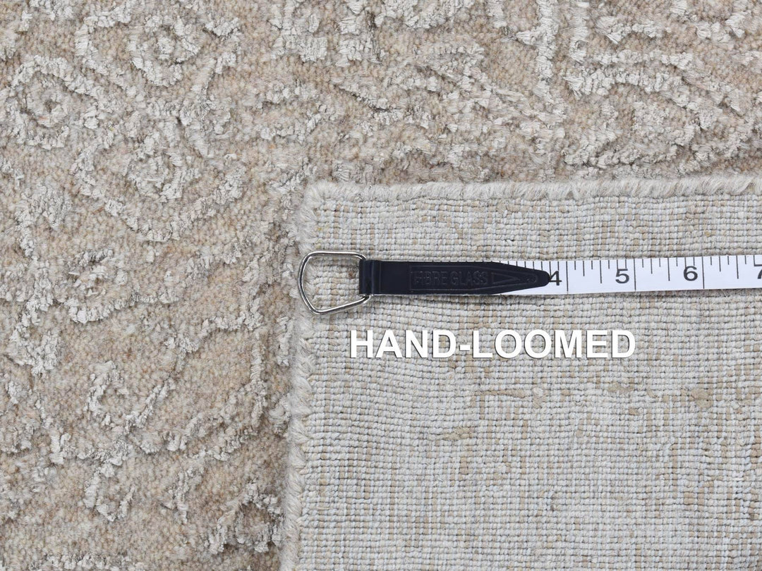 2'5" x 12'0" New Hand Loomed Grey Wool & Silk Runner Oriental Rug - MOA10287306