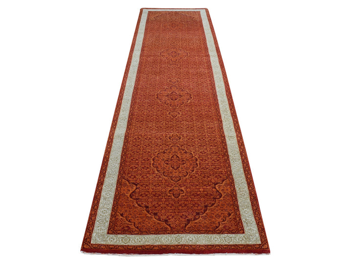 2'9" x 11'10" New Hand Knotted Orange Wool Runner Oriental Rug - MOA10287308