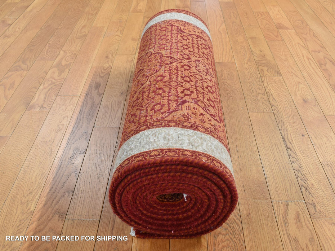 2'9" x 11'10" New Hand Knotted Orange Wool Runner Oriental Rug - MOA10287308