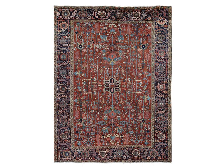 9'4" x 12'10" Vintage Hand Knotted Red Wool Rectangle Oriental Rug - MOA10287310
