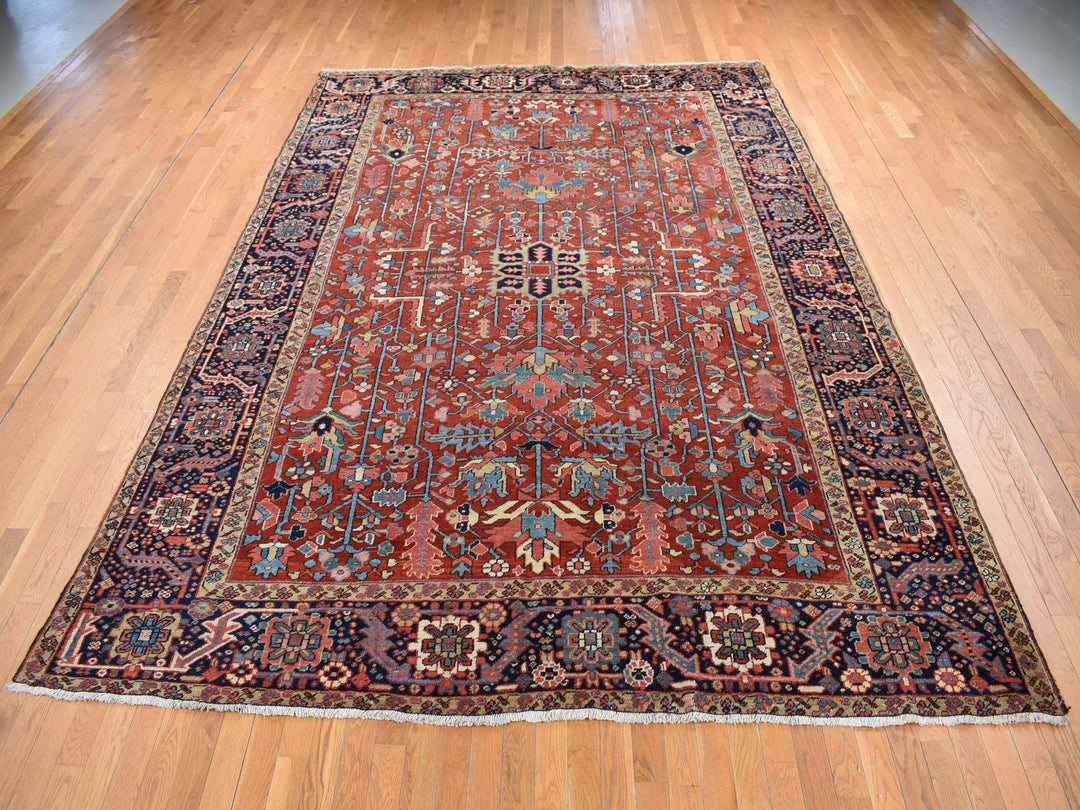 9'4" x 12'10" Vintage Hand Knotted Red Wool Rectangle Oriental Rug - MOA10287310