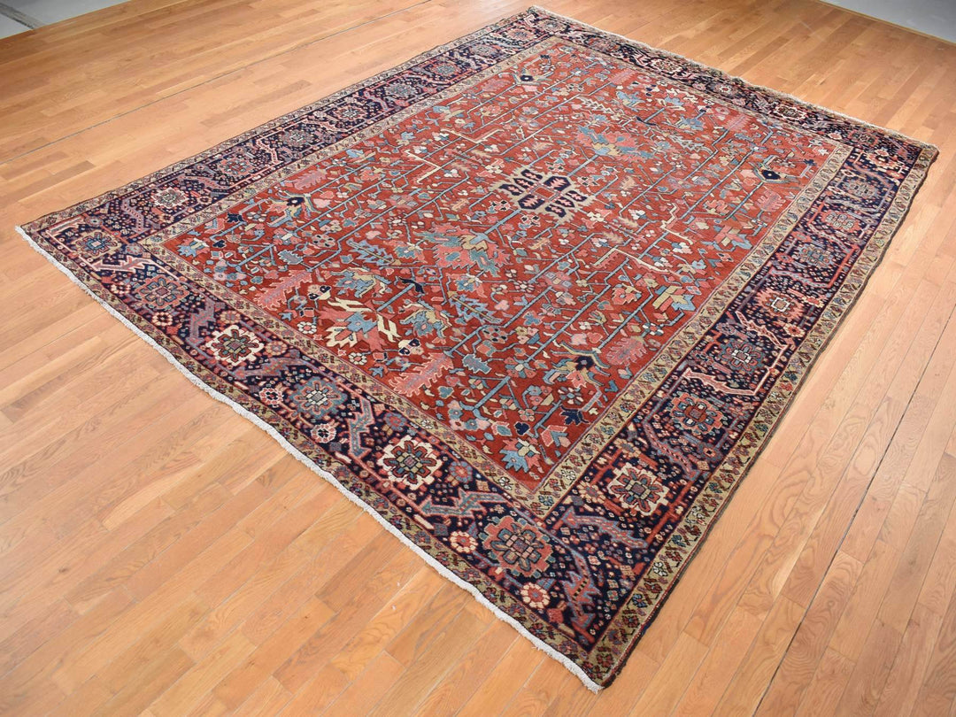 9'4" x 12'10" Vintage Hand Knotted Red Wool Rectangle Oriental Rug - MOA10287310
