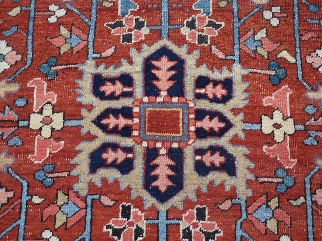 9'4" x 12'10" Vintage Hand Knotted Red Wool Rectangle Oriental Rug - MOA10287310
