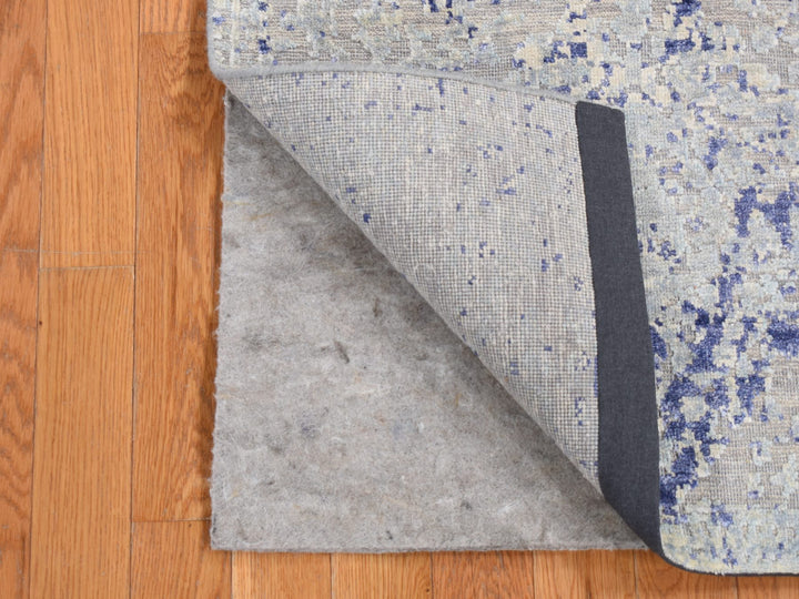 2'5" x 6'1" New Hand Knotted Grey Wool & Silk Runner Oriental Rug - MOA10287325