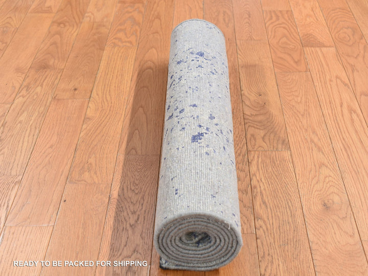 2'5" x 6'1" New Hand Knotted Grey Wool & Silk Runner Oriental Rug - MOA10287325