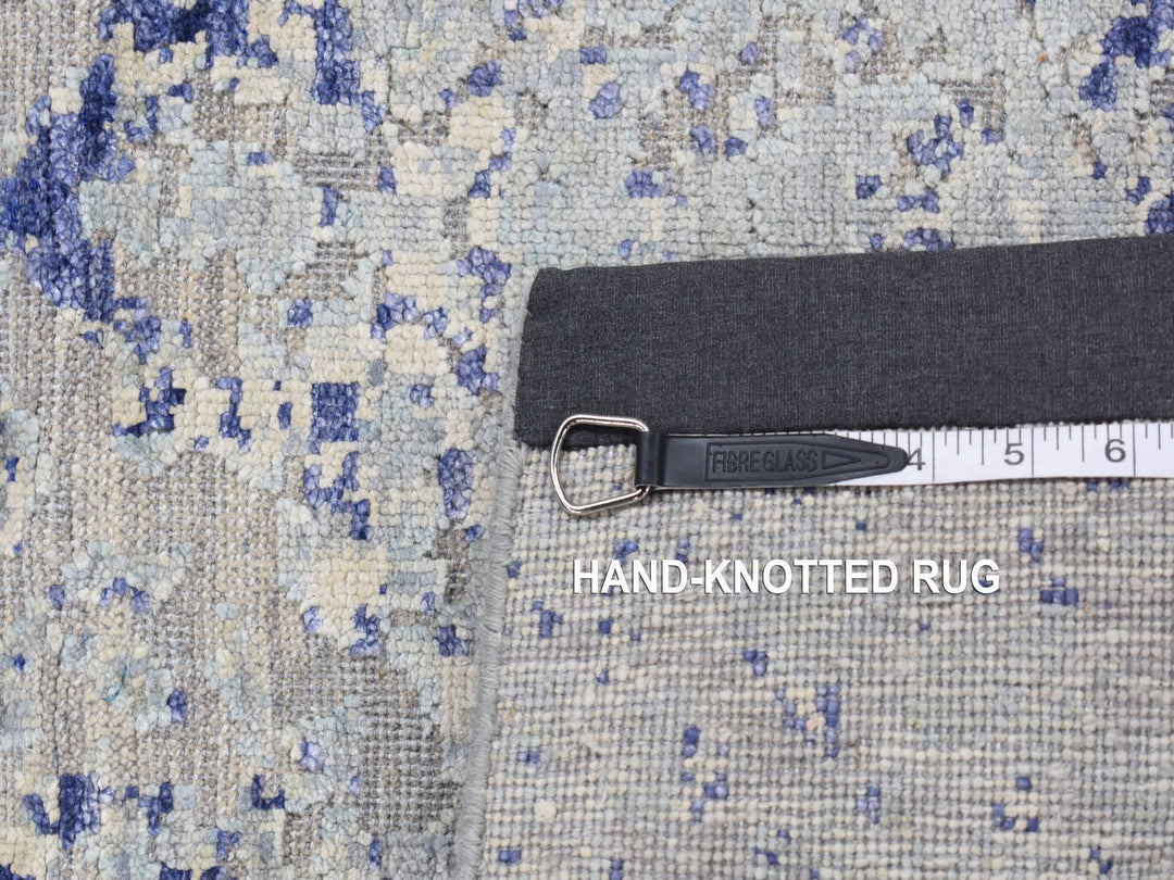 2'5" x 6'1" New Hand Knotted Grey Wool & Silk Runner Oriental Rug - MOA10287325